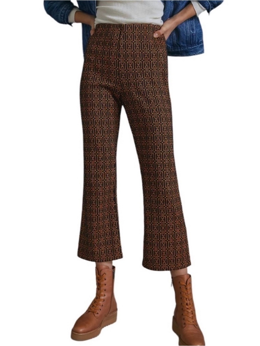 DOLAN x ANTHROPOLOGIE Dulcea Cropped Flare Printed Pants